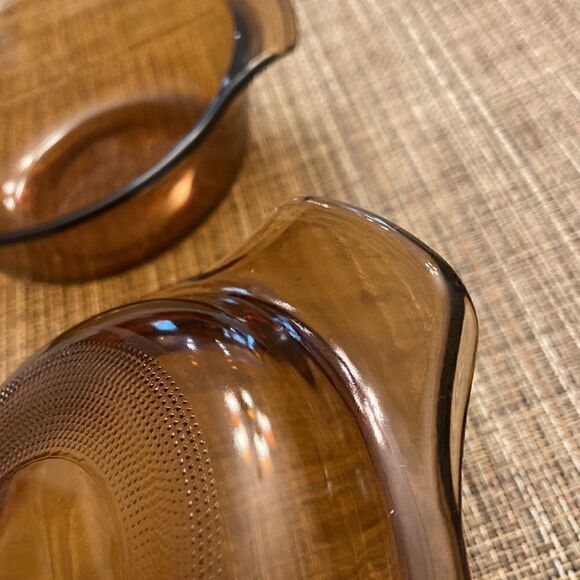 Brown Amber Fire King Anchor Hocking 12 Oz Mini Casserole w Lid Tab Handle #472 - Picture 8 of 10